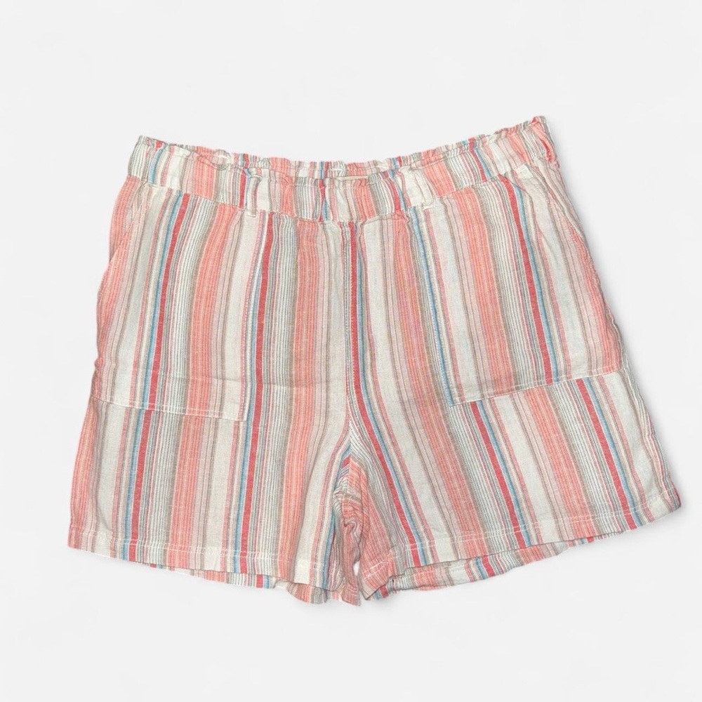 Pink and White Striped Linen High Waisted Shorts - Picture 7 of 8